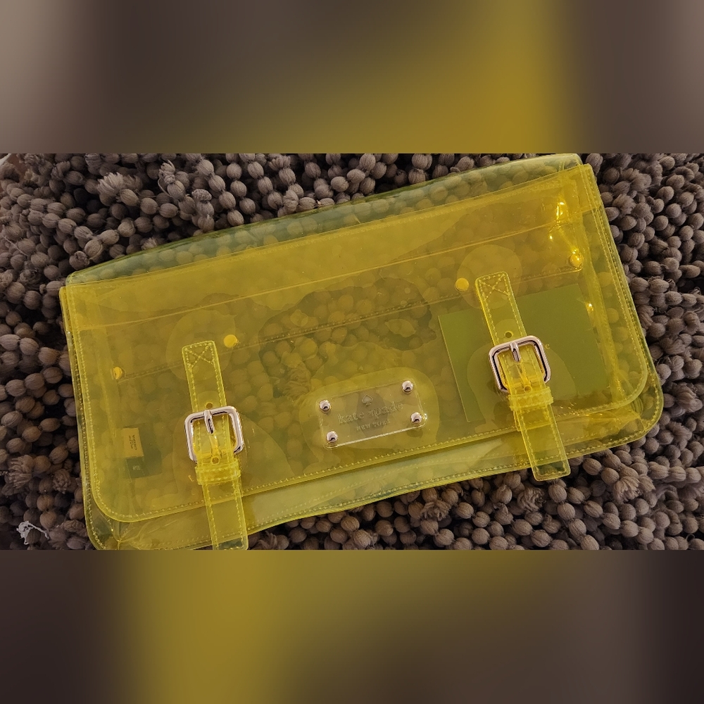 KATE SPADE - Transparent Yellow Clutch with Buckle Detail